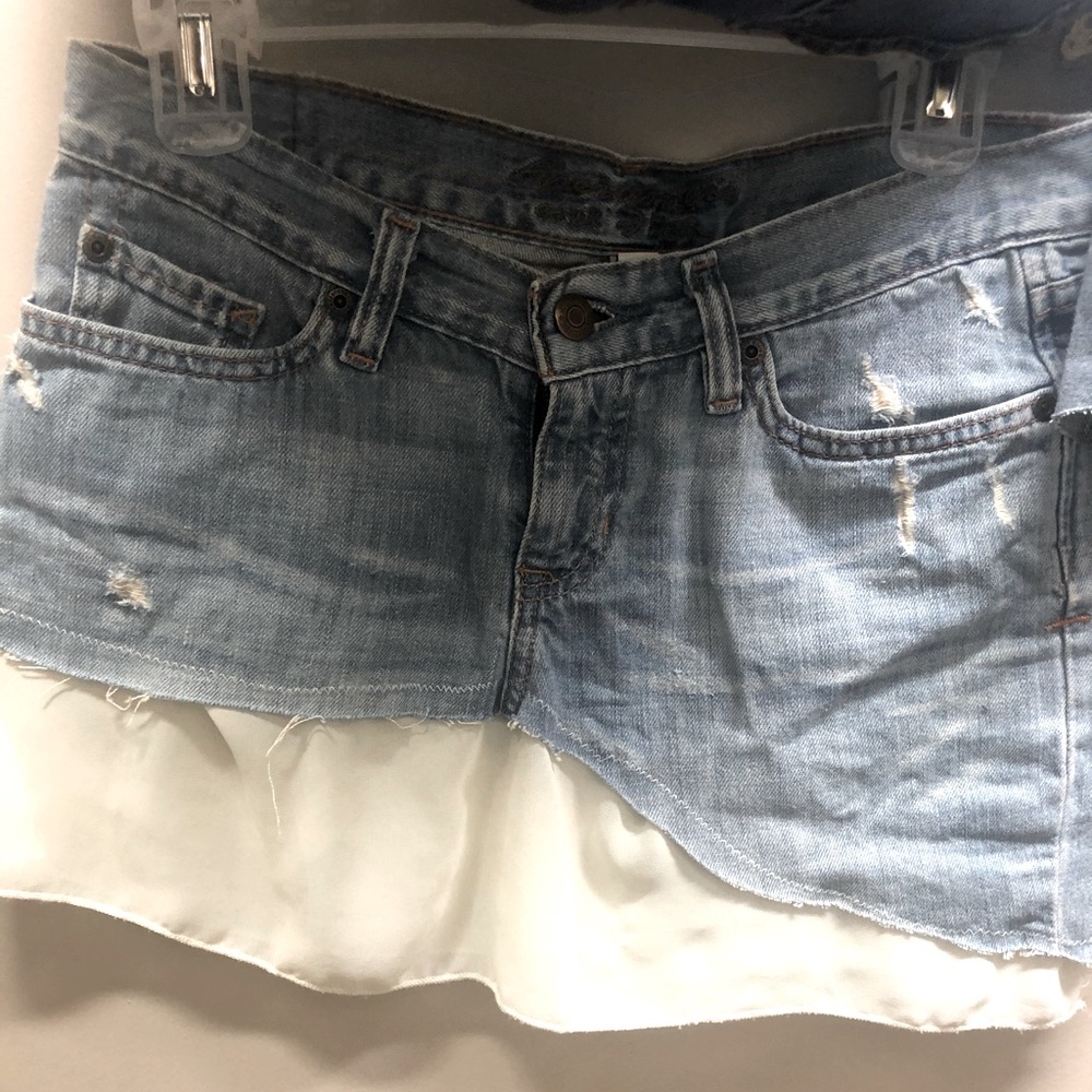 Denim and sheer skirt